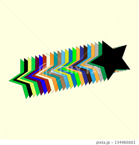 Colorful star Vector. Abstract zigzag shape. Dynamic motion graphic. Light cream background. Colorful star Vector. Abstract zigzag shape. Dynamic motion graphic. Light cream background. 134960881