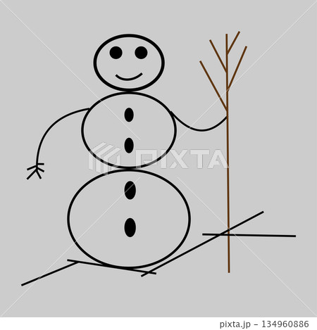 Snowman outline Vector. Simple figure icon. Gray background contrast. Winter season graphic. Snowman outline Vector. Simple figure icon. Gray background contrast. Winter season graphic. 134960886