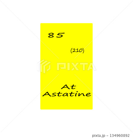 Astatine element icon. Eighty five number. Two hundred ten mass. Vector periodic table. 134960892
