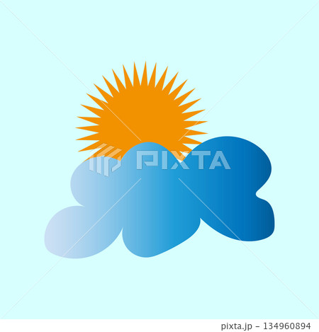 Sun cloud icon. Weather forecast symbol. Sky element illustration. Vector climate sign. 134960894