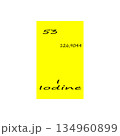 Iodine element icon. Fifty three number. One hundred twenty six mass. Vector periodic table. 134960899