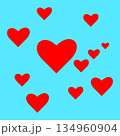 Red hearts pattern. Love symbol background. Romantic design illustration. Vector affection icons. 134960904