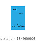 Zirconium element illustration. Forty atomic number. Chemical symbol Zr. Blue Vector background. 134960906