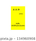 Nihonium element icon. One hundred thirteen number. Two hundred eighty six mass. Vector periodic table. 134960908
