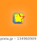 Abstract star symbol. Yellow shape Vector. Red grunge texture. Orange gradient background. 134960909