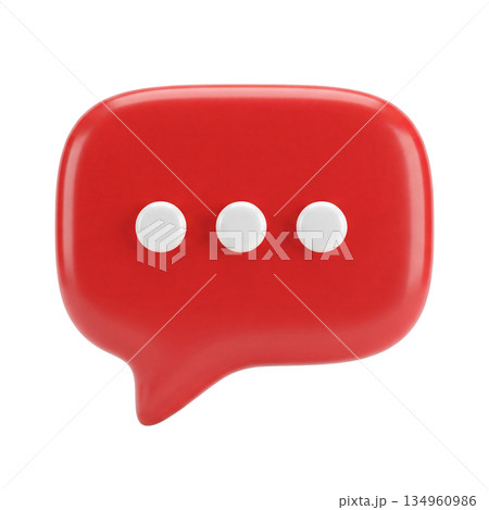 3D Red Speech Bubble Chat Icon Isolated on White Background 134960986
