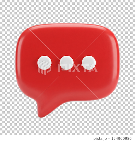 3D Red Speech Bubble Chat Icon Isolated on White Background 134960986