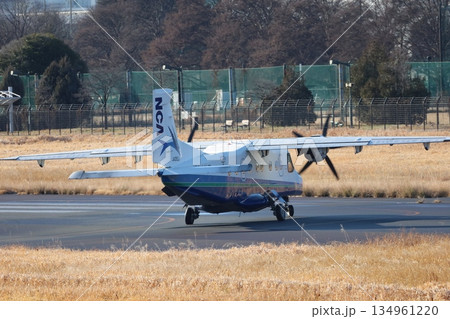 飛ぶ気になっている小型プロペラ旅客機 134961220