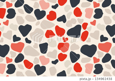 赤と黒のハート模様を配置した背景イラスト 赤と黒のハート模様を配置した背景イラスト 134961438