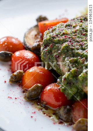 Grilled Chicken With Chimichurri And Vegetables Grilled Chicken With Chimichurri And Vegetables 134961615