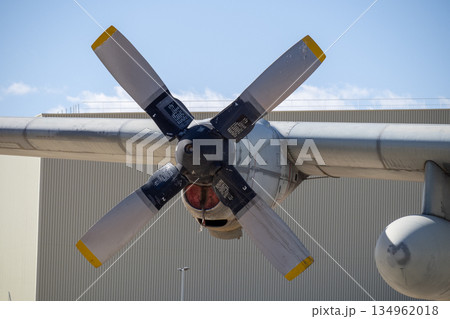 Four-blade propeller hub of old turboprop aircraft 134962018