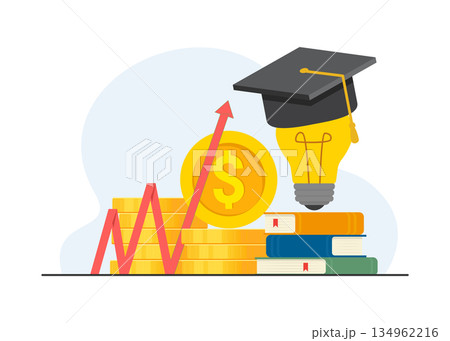 Financial education concept Flat vector illustration on background stock illustration.eps Financial education concept Flat vector illustration on background stock illustration.eps 134962216