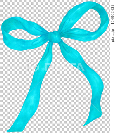 Vintage Coquette Patina blue Ribbon bow watercolor Illustration hand painted 134962435