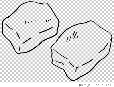 モノクロ　シンプルな線画イラスト　焼いた餅 134962471