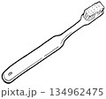 モノクロ　シンプルな線画イラスト　歯ブラシ 134962475