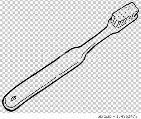 モノクロ　シンプルな線画イラスト　歯ブラシ 134962475