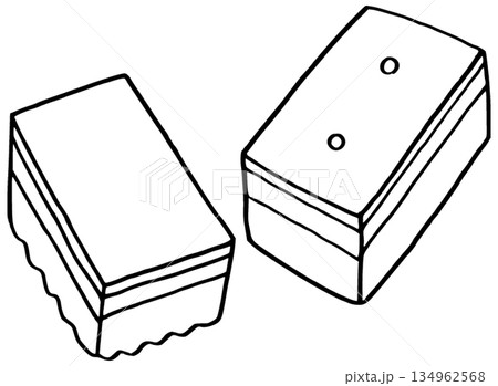 モノクロ シンプルな線画イラスト 食器用スポンジ モノクロ シンプルな線画イラスト 食器用スポンジ 134962568