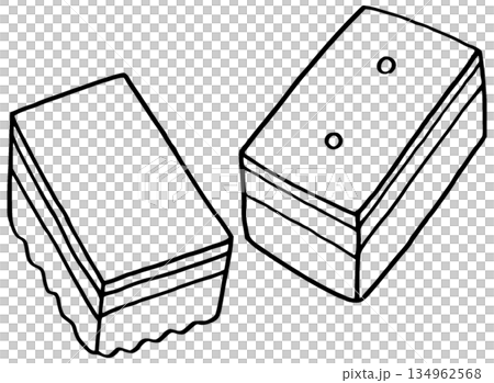 モノクロ シンプルな線画イラスト 食器用スポンジ モノクロ シンプルな線画イラスト 食器用スポンジ 134962568