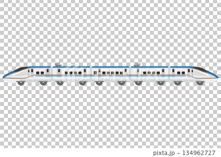 一幅玩具風格的新幹線E7/W7系列列車的插圖，該列車由五節車廂連接而成。 134962727