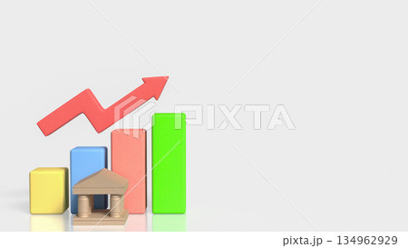 Financial Growth Concept with Colorful Bar Chart and Upward Arrow 3d render. 134962929