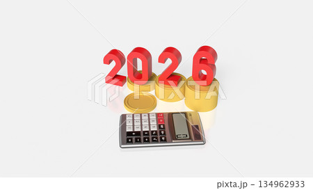 Financial Planning Concept for Year Two Thousand Twenty Six 3d render. 134962933