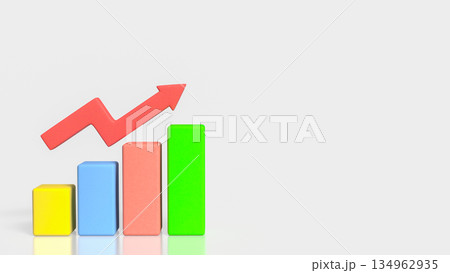 Business Performance Growth Concept with Colorful Bar Chart and Rising Arrow 3d render. 134962935