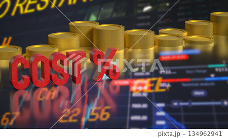 Rising Business Cost Analysis with Financial Market Background 3d render. Rising Business Cost Analysis with Financial Market Background 3d render. 134962941