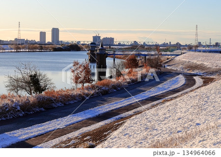 金町浄水場の取水塔（東京都葛飾区） 134964066