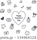 バレンタインのシンプルな線画アイコン バレンタインのシンプルな線画アイコン 134964128