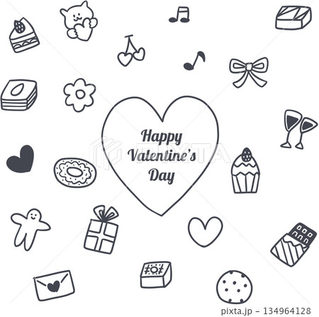 バレンタインのシンプルな線画アイコン 134964128