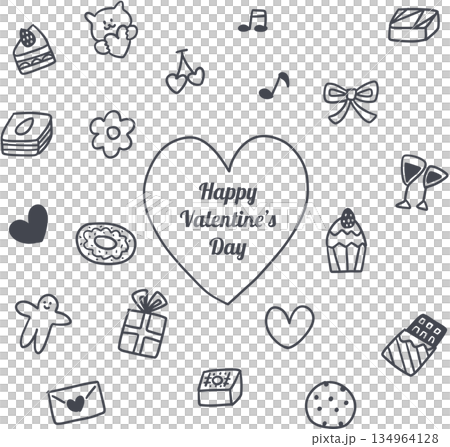 バレンタインのシンプルな線画アイコン 134964128