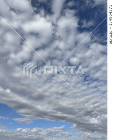の青空に一面に広がる美しいひつじ雲とうろこ雲 季節の変わり目を感じさせる爽やかな空の風景 の青空に一面に広がる美しいひつじ雲とうろこ雲 季節の変わり目を感じさせる爽やかな空の風景 134964371