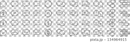 Vector monochrome line icon set about speech bubbles 134964915