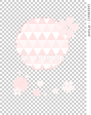 かわいい桜の和柄　背景フレーム　ピンク色　イラスト素材　背景白　ベクターpng透明 134964945