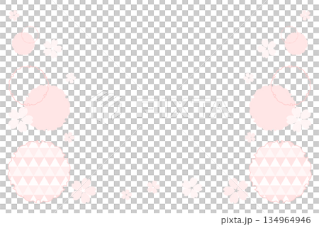 Cute cherry blossom Japanese pattern background frame, pink, illustration material, white background, vector png transparent 134964946