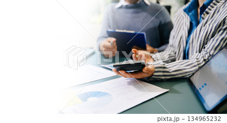 Business project team working together at meeting room at office.Horizontal. 134965232