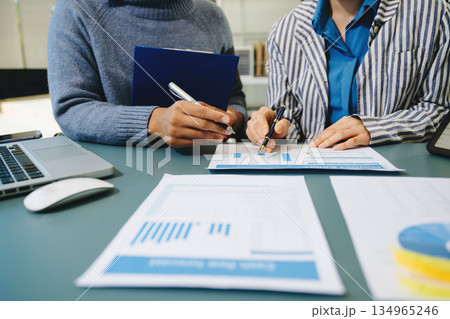 Business project team working together at meeting room at office.Horizontal. Business project team working together at meeting room at office.Horizontal. 134965246