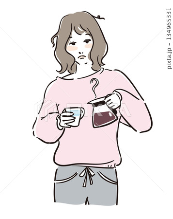 寝起きの可愛い女性上半身 寝起きの可愛い女性上半身 134965331