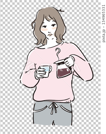 寝起きの可愛い女性上半身 寝起きの可愛い女性上半身 134965331