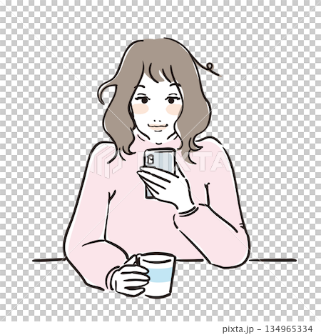 寝起きの可愛い女性上半身 134965334