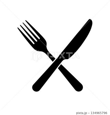 Crossed Fork and Knife Icon for Restaurant Menu 134965796