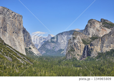 El Capitan Bridalveil Fall and Half Dome at Tunnel View Yosemite National Park El Capitan Bridalveil Fall and Half Dome at Tunnel View Yosemite National Park 134965809