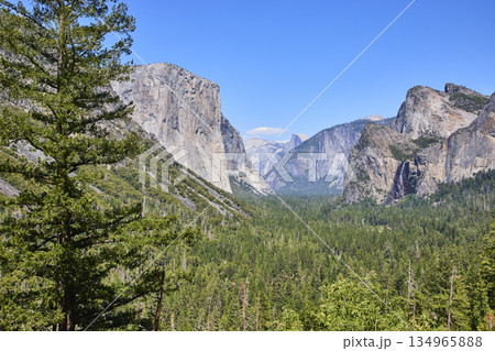 El Capitan Half Dome and Waterfall from Tunnel View Yosemite National Park 134965888