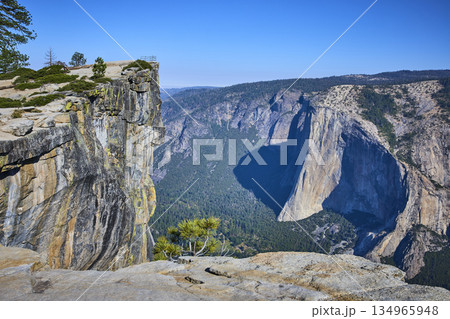 Taft Point Granite Cliff and El Capitan Overlook in Yosemite National Park California 134965948