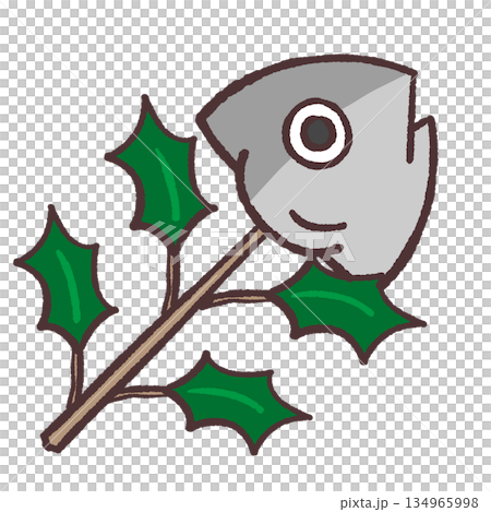 Setsubun decoration illustration of holly and sardines Setsubun decoration illustration of holly and sardines 134965998