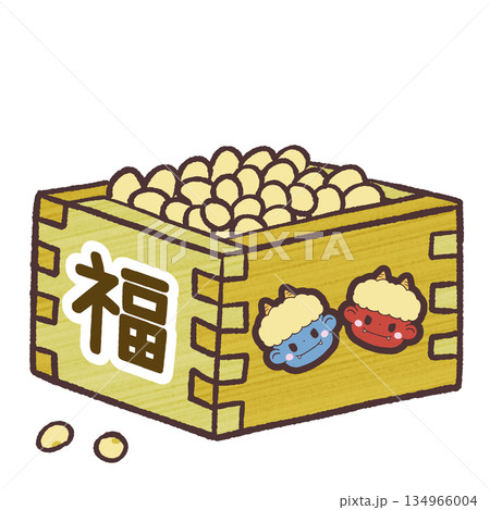 升に入った豆まきの大豆イラスト 134966004