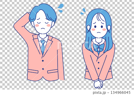學生男女反思姿勢 學生男女反思姿勢 134966045