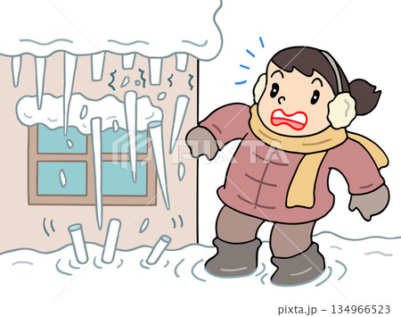 冬の災害・事故 - つらら落下・豪雪地帯・雪害 冬の災害・事故 - つらら落下・豪雪地帯・雪害 134966523