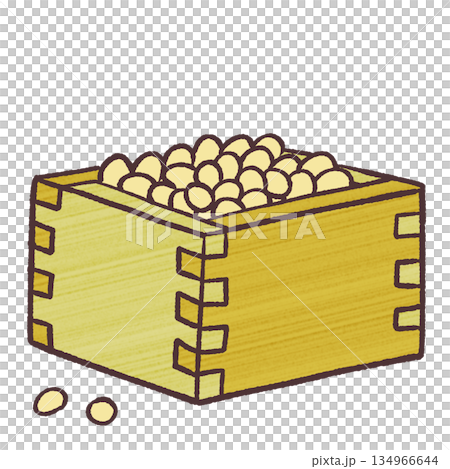 A simple illustration of soybeans in a masu A simple illustration of soybeans in a masu 134966644