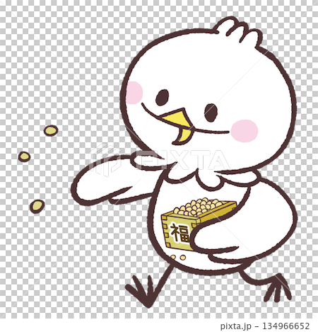 Illustration of a white bird throwing beans 134966652
